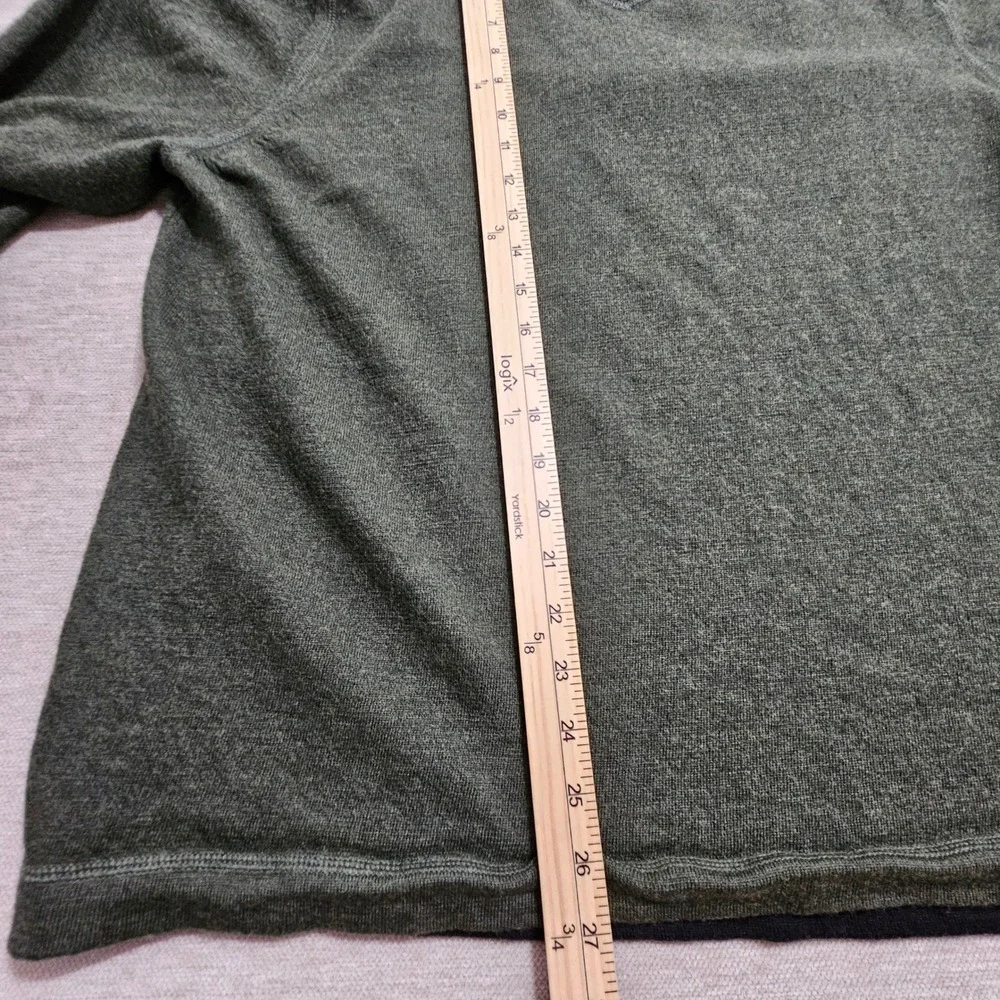 Eddie Bauer V-Neck Sweater XXL Tall Green Merino Wool Vintage Heathered *